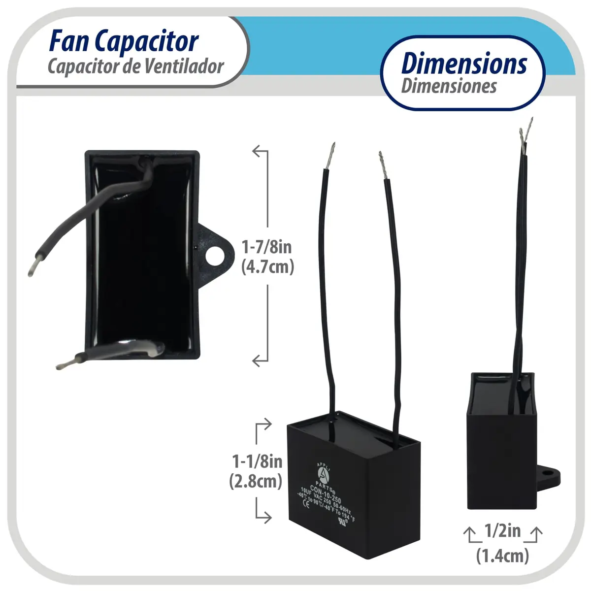 AP APPLI PARTS Fan Capacitor 6 mfd 250 VAC | Universal Replacement for Ceiling Fans - view 3