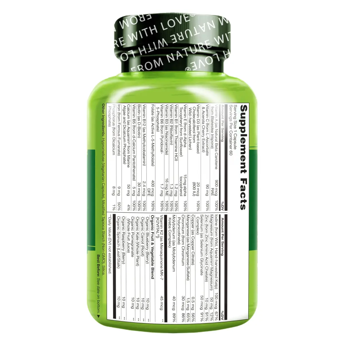 NATURELO One Daily Multivitamin for Women 60 Capsules | Plant-Based, Vegan, Non-GMO, Gluten-Free - view 7