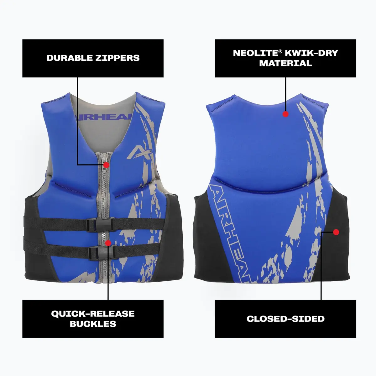AIRHEAD Swoosh Kwik-Dry Neolite Life Jacket | US Coast Guard Approved Adult & Youth - view 5
