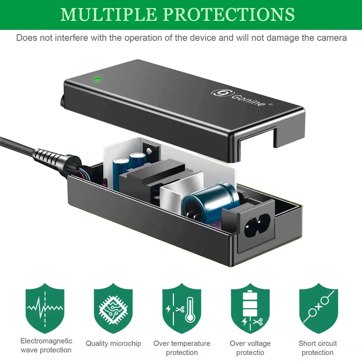 Gonin LP-E17 Dummy Battery & ACK-E18 Power Supply Kit for Canon RP, R50, R8, R10, R100, T7i, T8i, SL3 Cameras | Continuous Power for Studio & Video - view 5