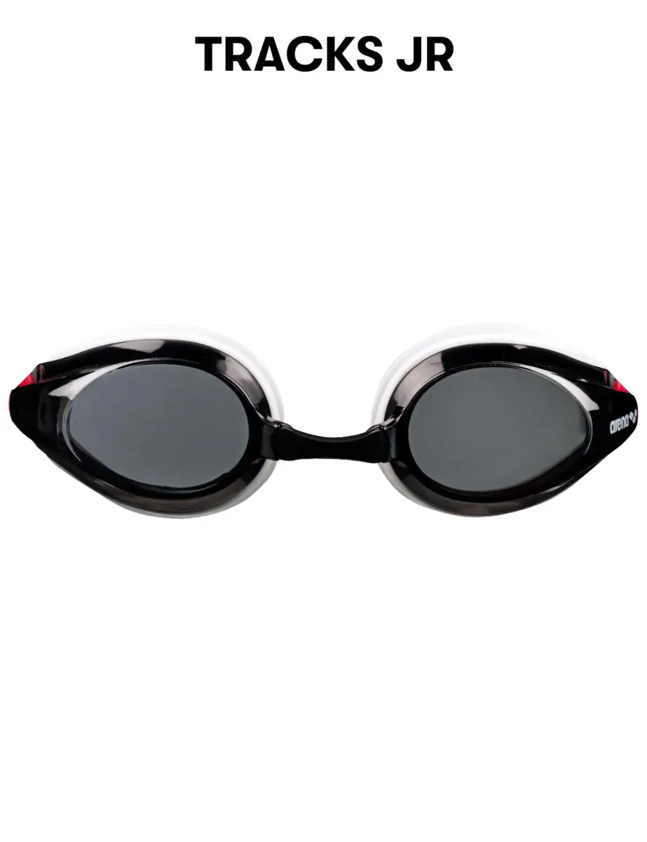 ARENA Tracks Junior Youth Racing Swim Goggles | FINA Approved Anti-Fog, Smoke/White/Red - view 3