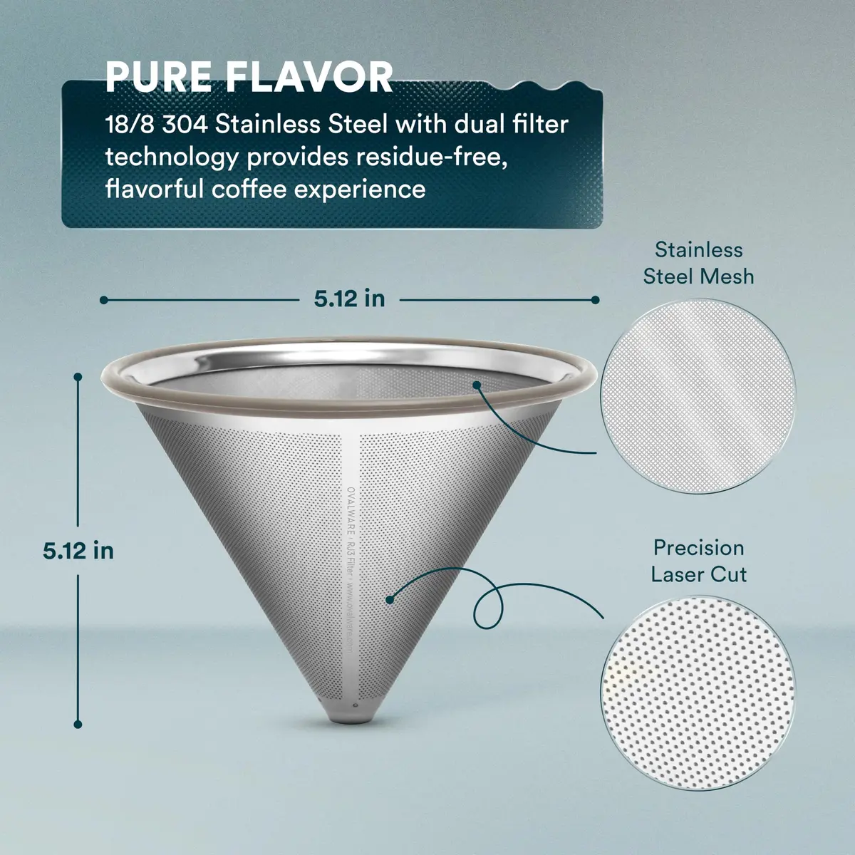 Ovalware Pour Over Coffee Filter, Stainless Steel | Reusable | 1 Count - view 2
