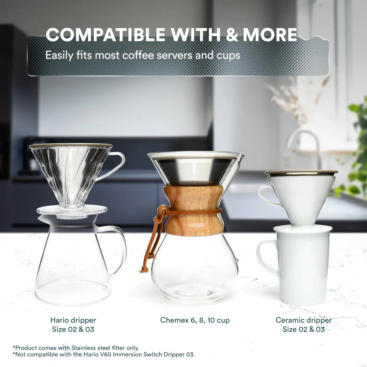 Ovalware Pour Over Coffee Filter, Stainless Steel | Reusable | 1 Count - view 4