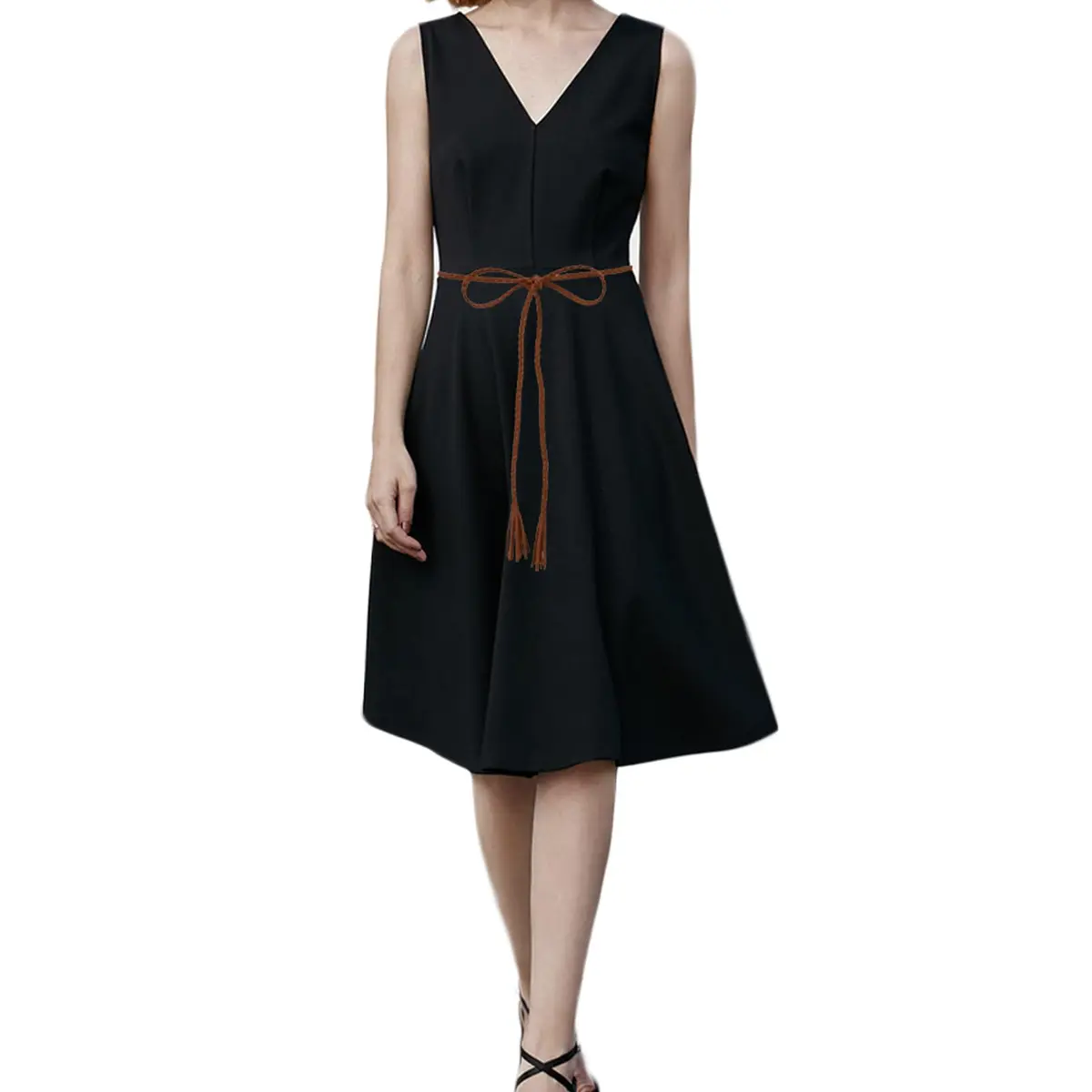 Nanxson Women's Waist Belt Woven Tassels Chain Belt Skinny Belt for Skirt Dress PDW0042 | Classic Slim Leather Belt for Women - view 7