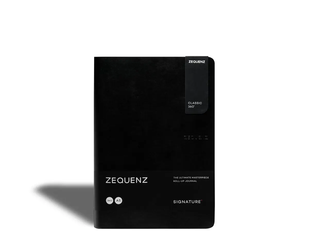 Zequenz Signature Series A5 Large with Black Cover and Ruled Premium Paper | Flexible, Fountain Pen Friendly, Handcrafted - main product image