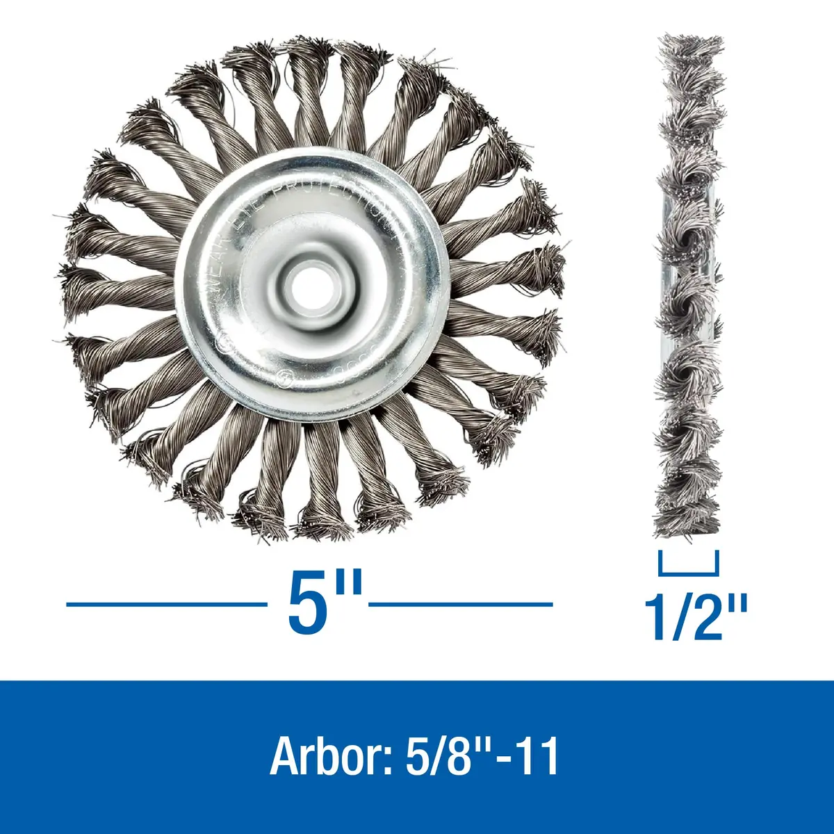 Mercer Abrasives Knot Wire Wheel 5" x 1/2" x 5/8"-11 | Heavy-Duty Abrasion Tool - view 2
