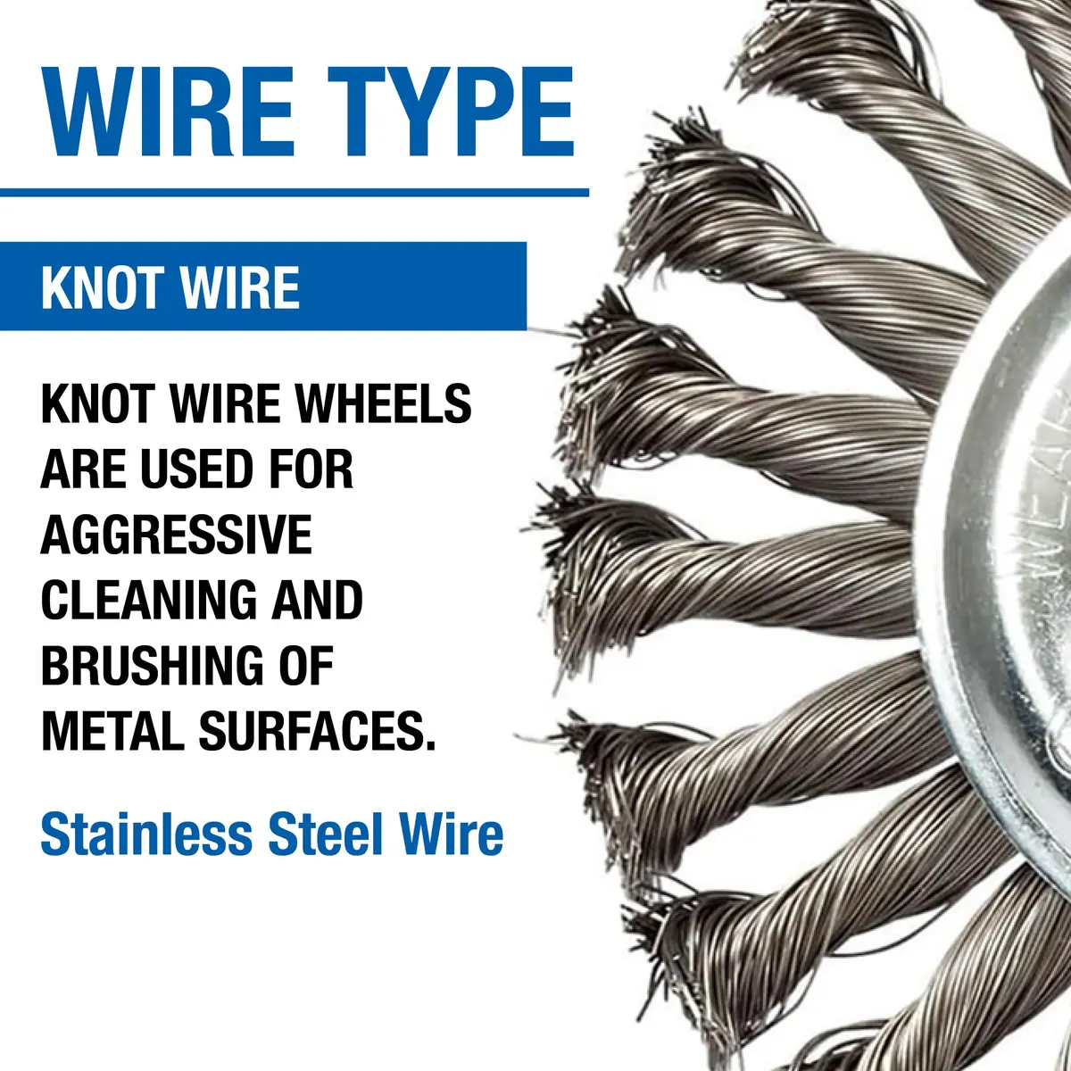 Mercer Abrasives Knot Wire Wheel 5" x 1/2" x 5/8"-11 | Heavy-Duty Abrasion Tool - view 3