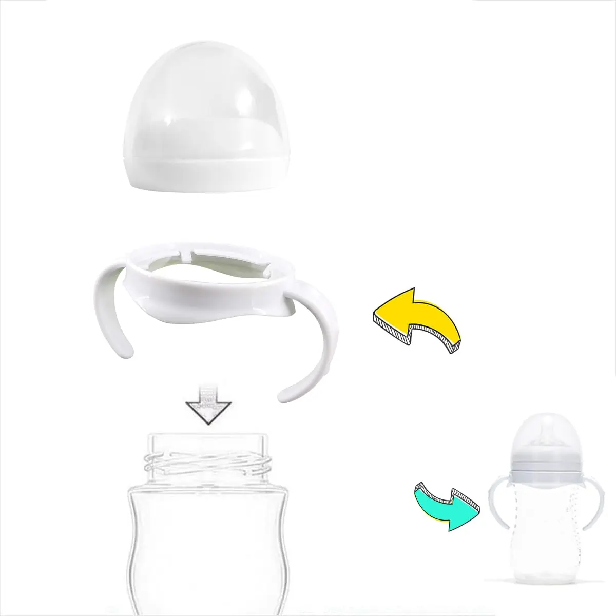 ROMIRUS Baby Bottle Handles for Philips Avent Natural Baby Bottle (Set of 2, White) | BPA-Free Food-Grade PP - view 7