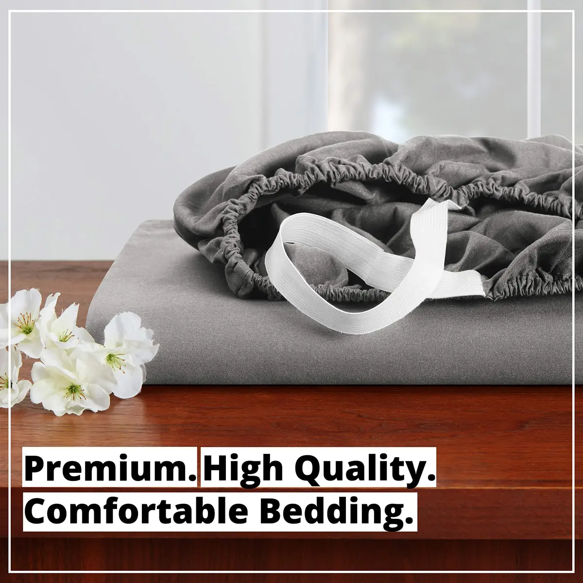 Empyrean Bedding Charcoal Grey California King Fitted Sheet 1800 TC | Deep Pocket 40cm (16 Inch) Mattress Fit - view 7