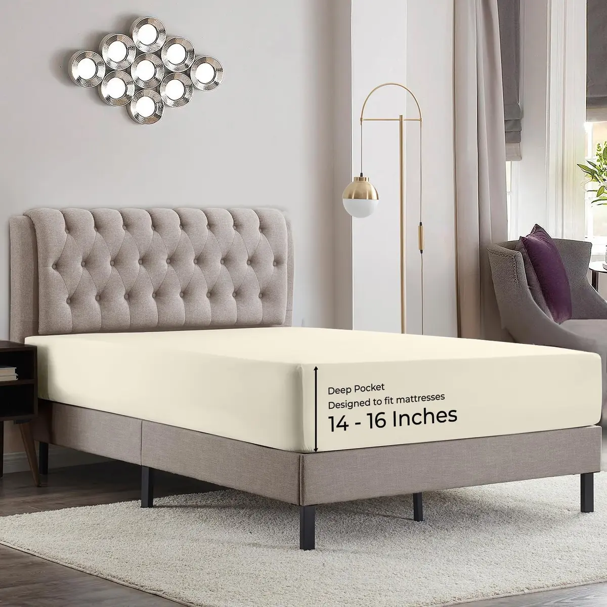 Empyrean Bedding King Fitted Sheet 156cm x 203cm (78" x 80") | Deep Pocket 40cm (16") for 14-16" Mattresses - main product image