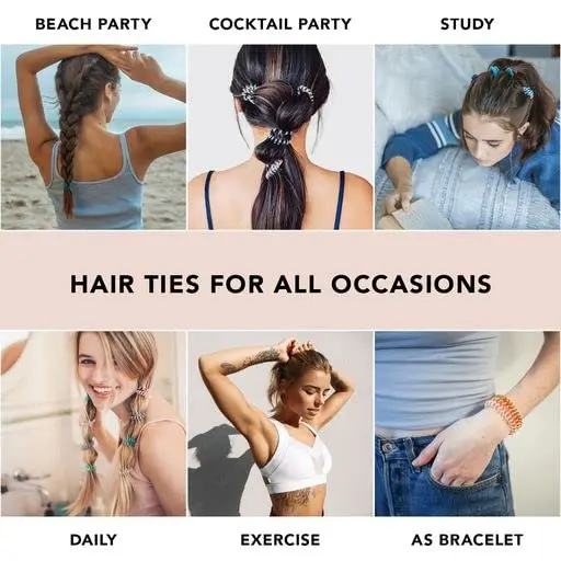 Kitsch Spiral Hair Ties for Women - Durable Hair Accessories - Clear, 4pcs | No Damage, Creaseless, Water-Resistant - view 10