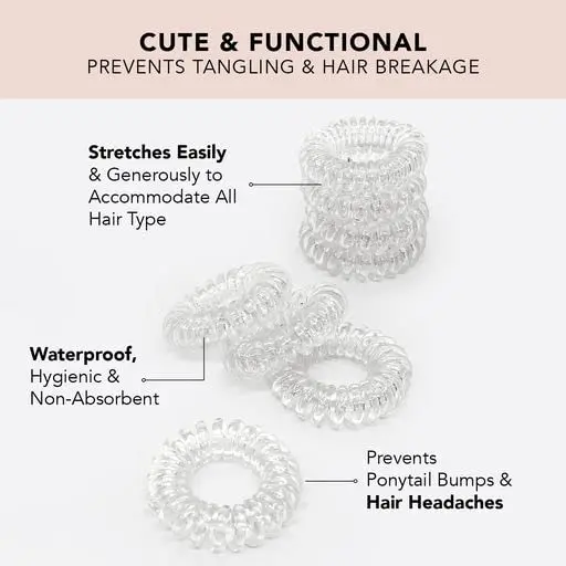 Kitsch Spiral Hair Ties for Women - Durable Hair Accessories - Clear, 4pcs | No Damage, Creaseless, Water-Resistant - view 4
