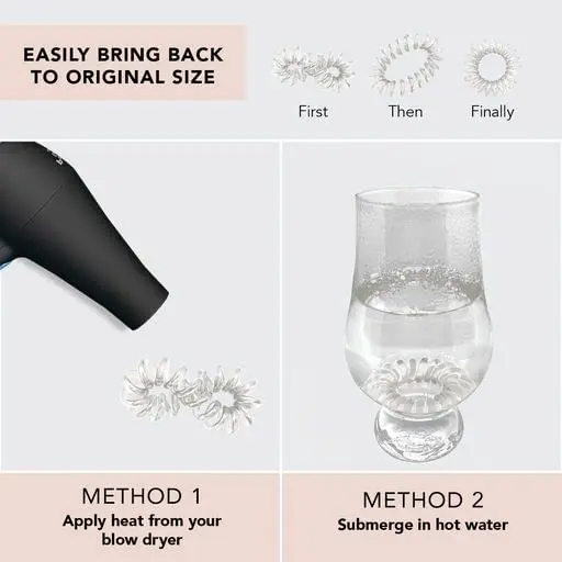 Kitsch Spiral Hair Ties for Women - Durable Hair Accessories - Clear, 4pcs | No Damage, Creaseless, Water-Resistant - view 7