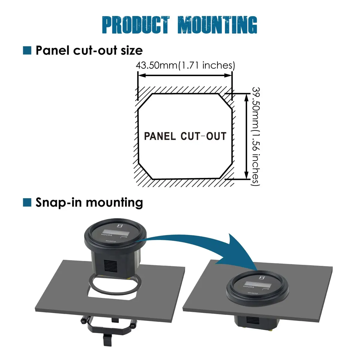 Runleader RL-HM005 LCD Hour Meter AC 86-230V | Tracks Runtime, Resettable Hours, IP65 Waterproof - view 6
