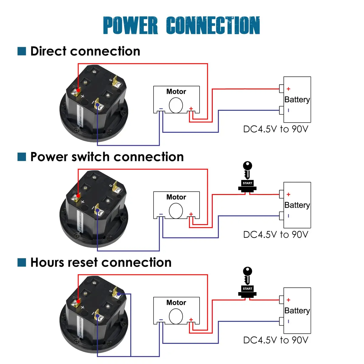 Runleader LCD Hour Meter 4.5-90V DC with Data Storage & IP65 Waterproofing | Tracks Runtime for Engines - view 5