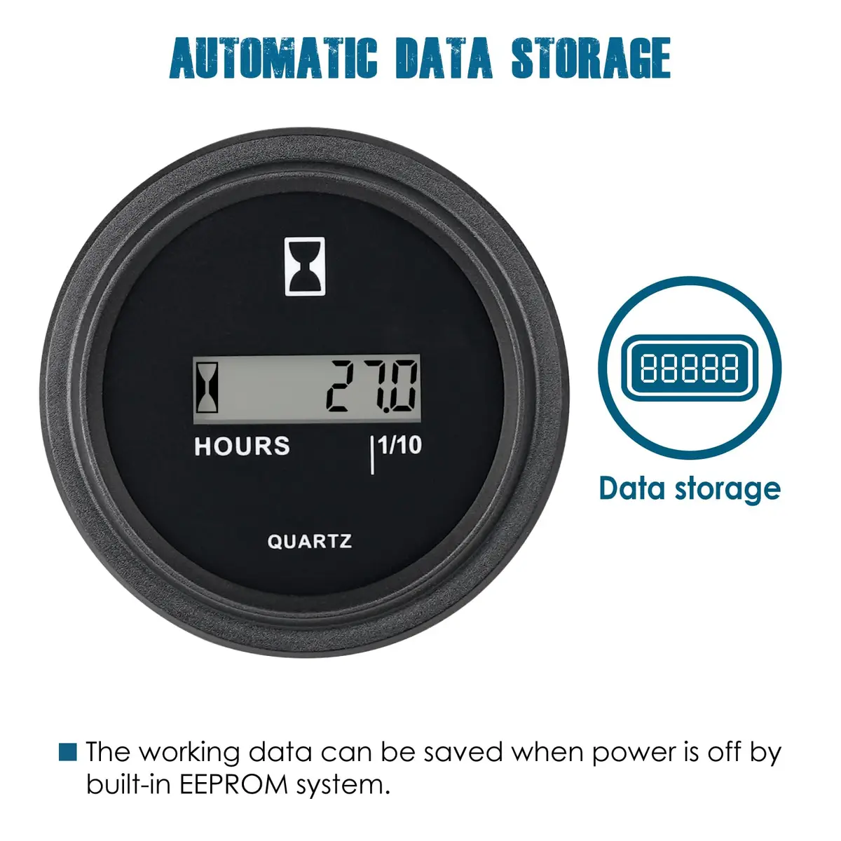 Runleader LCD Hour Meter 4.5-90V DC with Data Storage & IP65 Waterproofing | Tracks Runtime for Engines - view 4