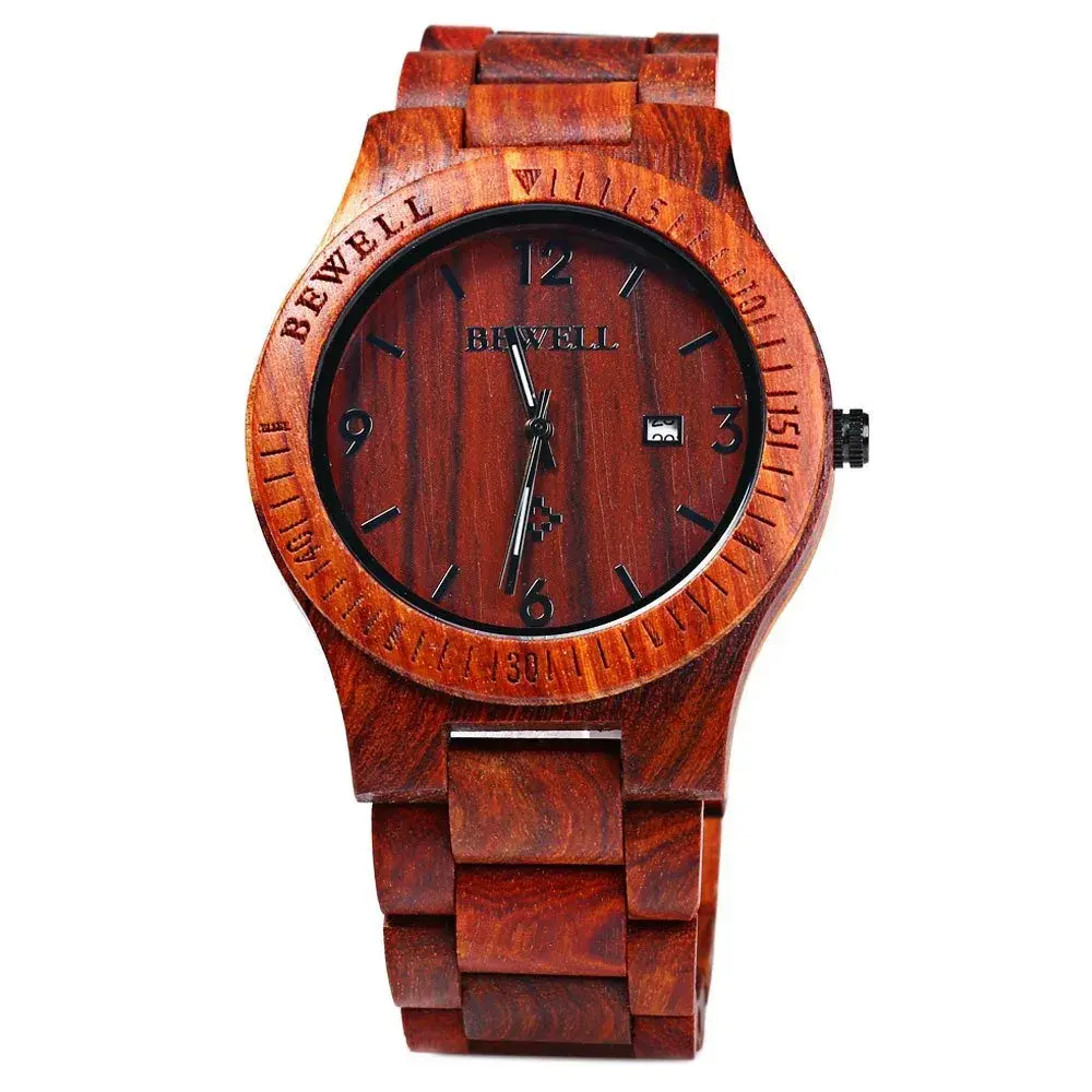 BEWELL ZS-W086B Wooden Watch 4.2cm (1.65 inches) | Japanese Quartz Movement with Date Display - view 2
