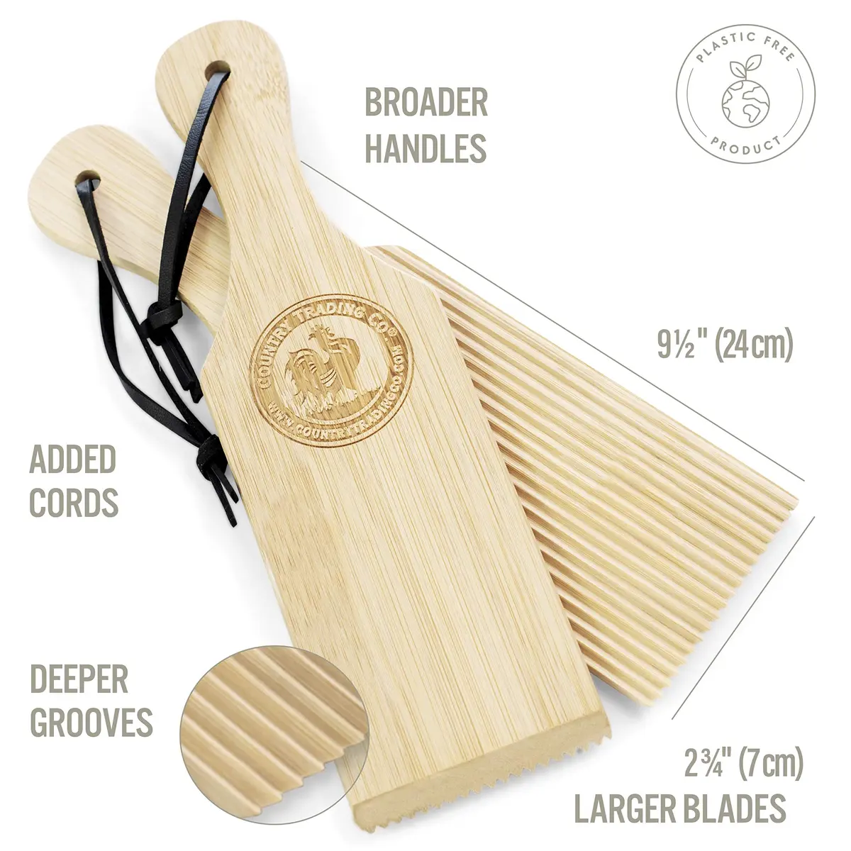 Country Trading Co. Gnocchi Boards & Wooden Butter Paddles | Handmade Pasta & Butter Makers - 9.5 inches - view 2