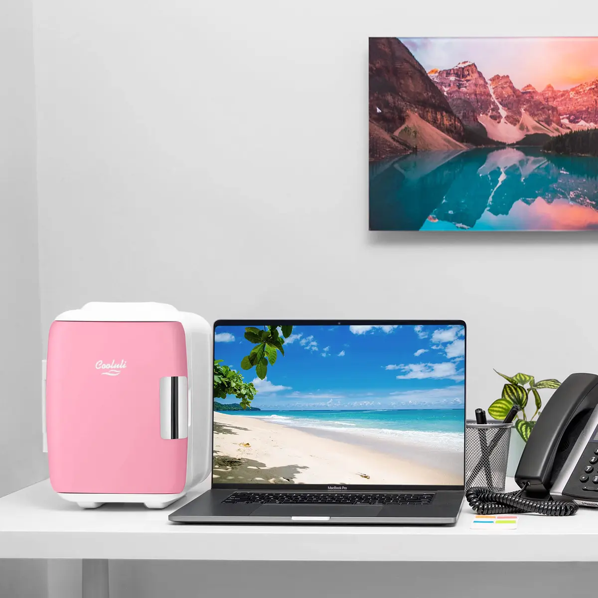 Cooluli Classic 4L Mini Fridge Cooler & Warmer Pink | 1.89L (0.14 cu ft) Compact Electric Plug-In - view 4