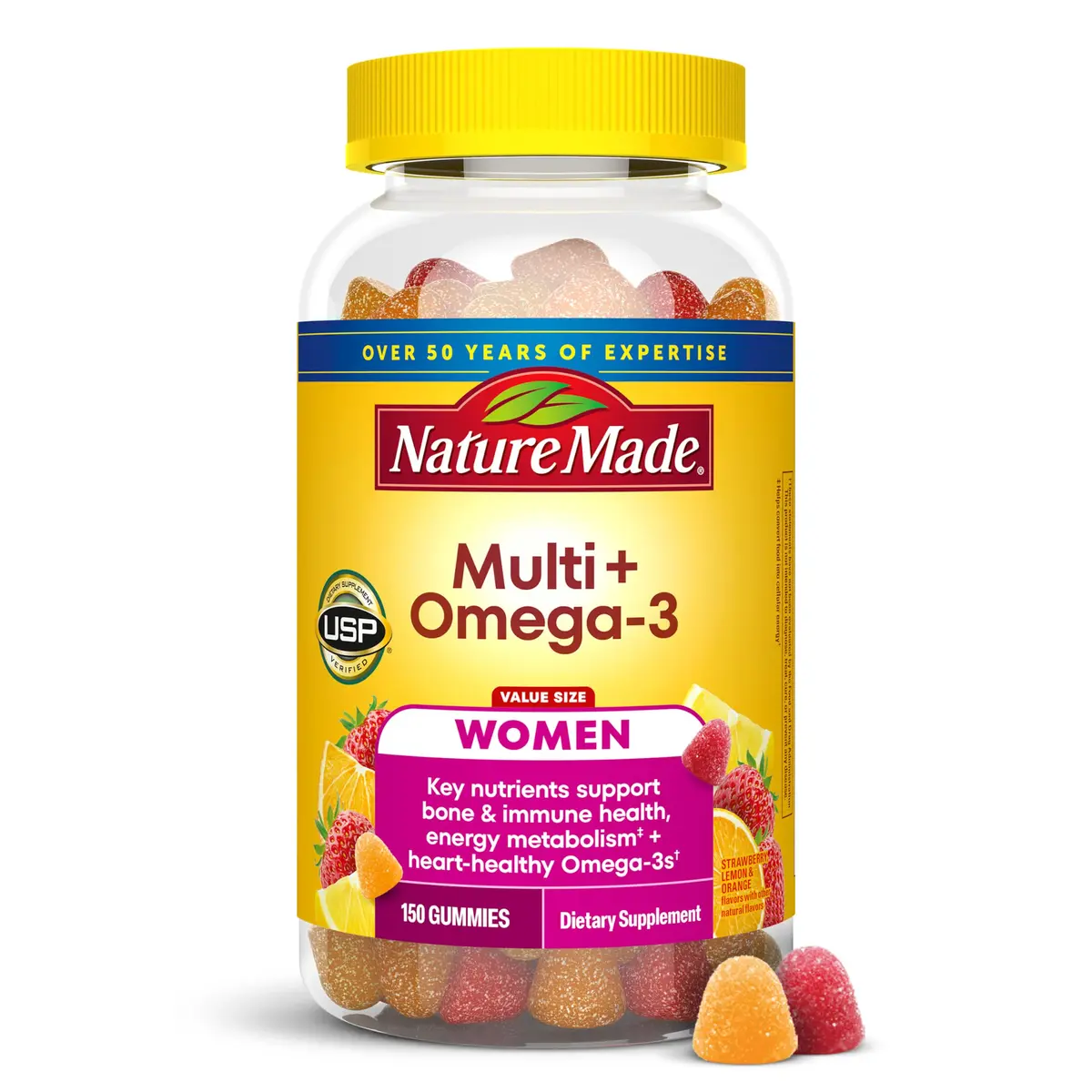 Nature Made Womens Gummy Multivitamins with Omega-3 150 Gummies | Support Bone, Immunity & Energy - main product image