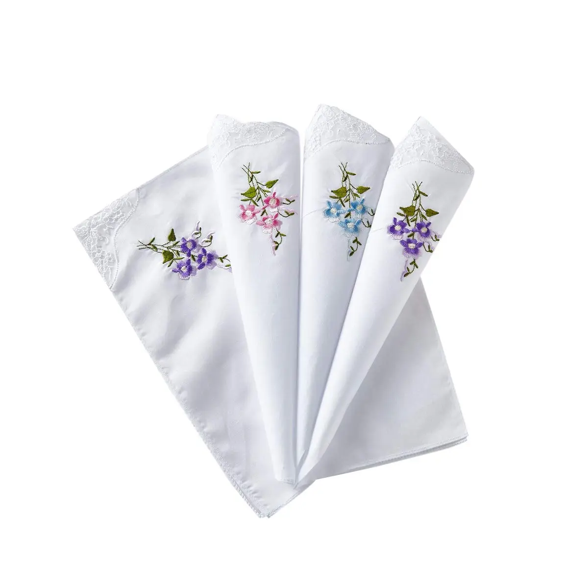 RDS HANKYTEX Cotton Embroidery Ladies' Handkerchiefs Lace Set of 6 (11 inch / 27.94 cm) - main product image