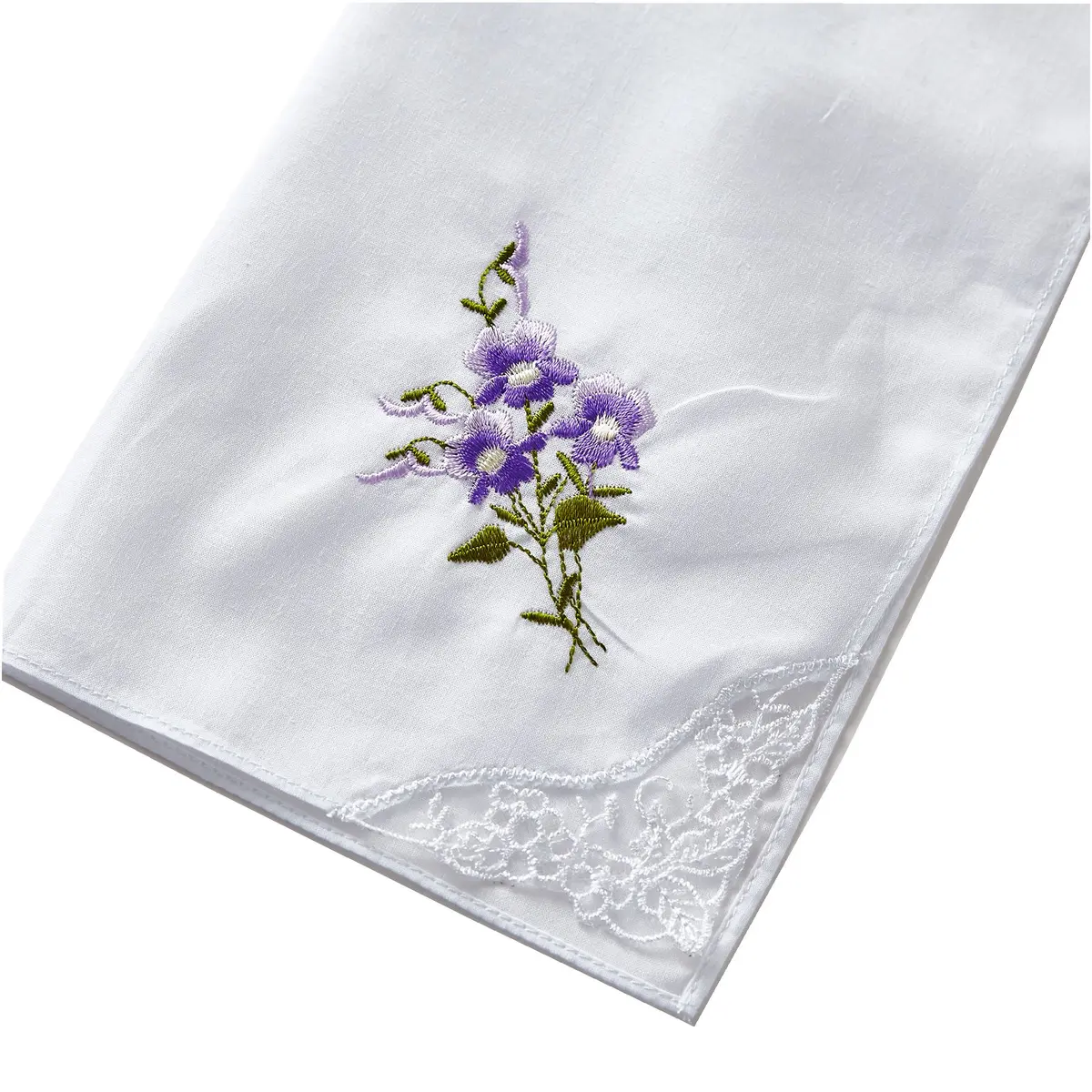 RDS HANKYTEX Cotton Embroidery Ladies' Handkerchiefs Lace Set of 6 (11 inch / 27.94 cm) - view 5
