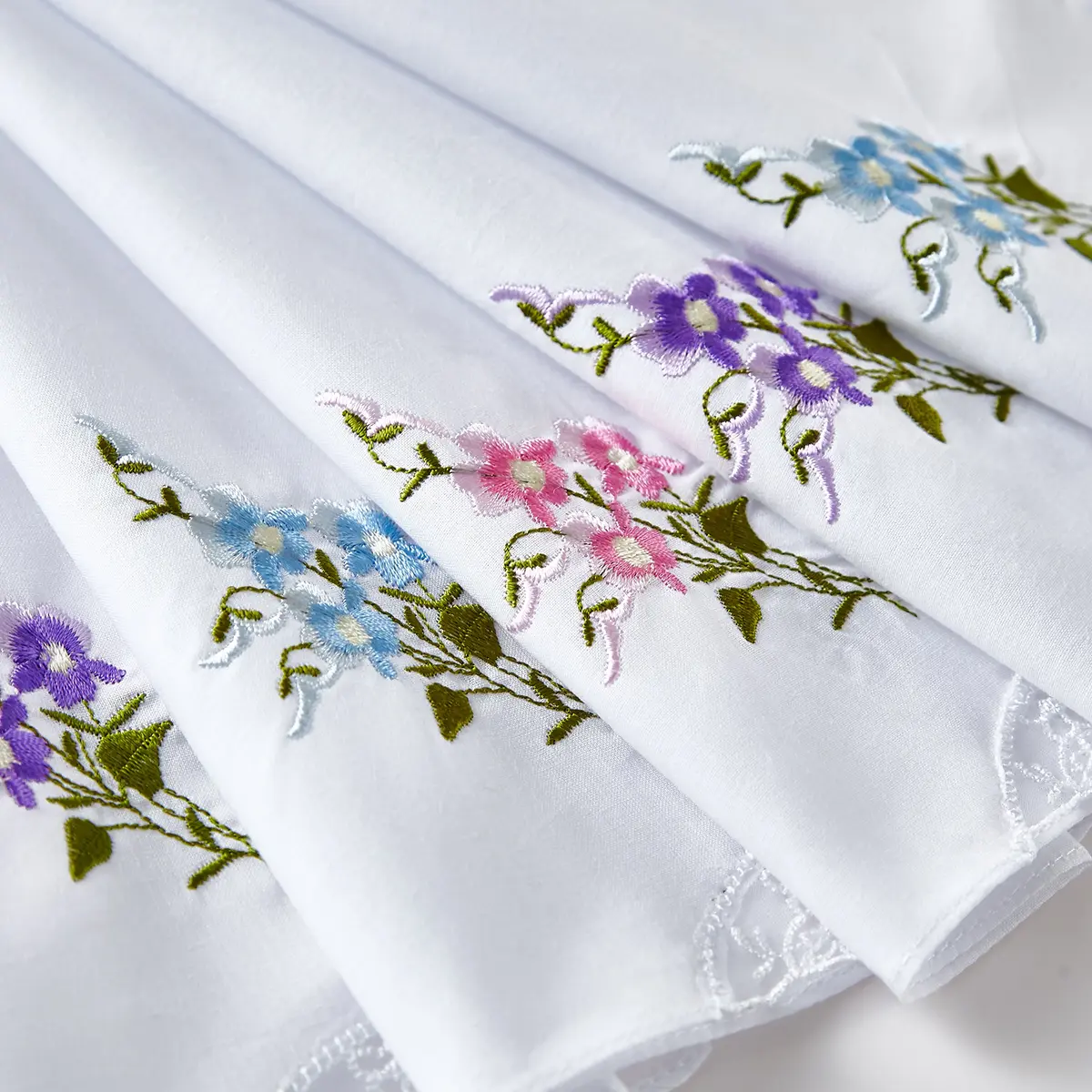 RDS HANKYTEX Cotton Embroidery Ladies' Handkerchiefs Lace Set of 6 (11 inch / 27.94 cm) - view 2