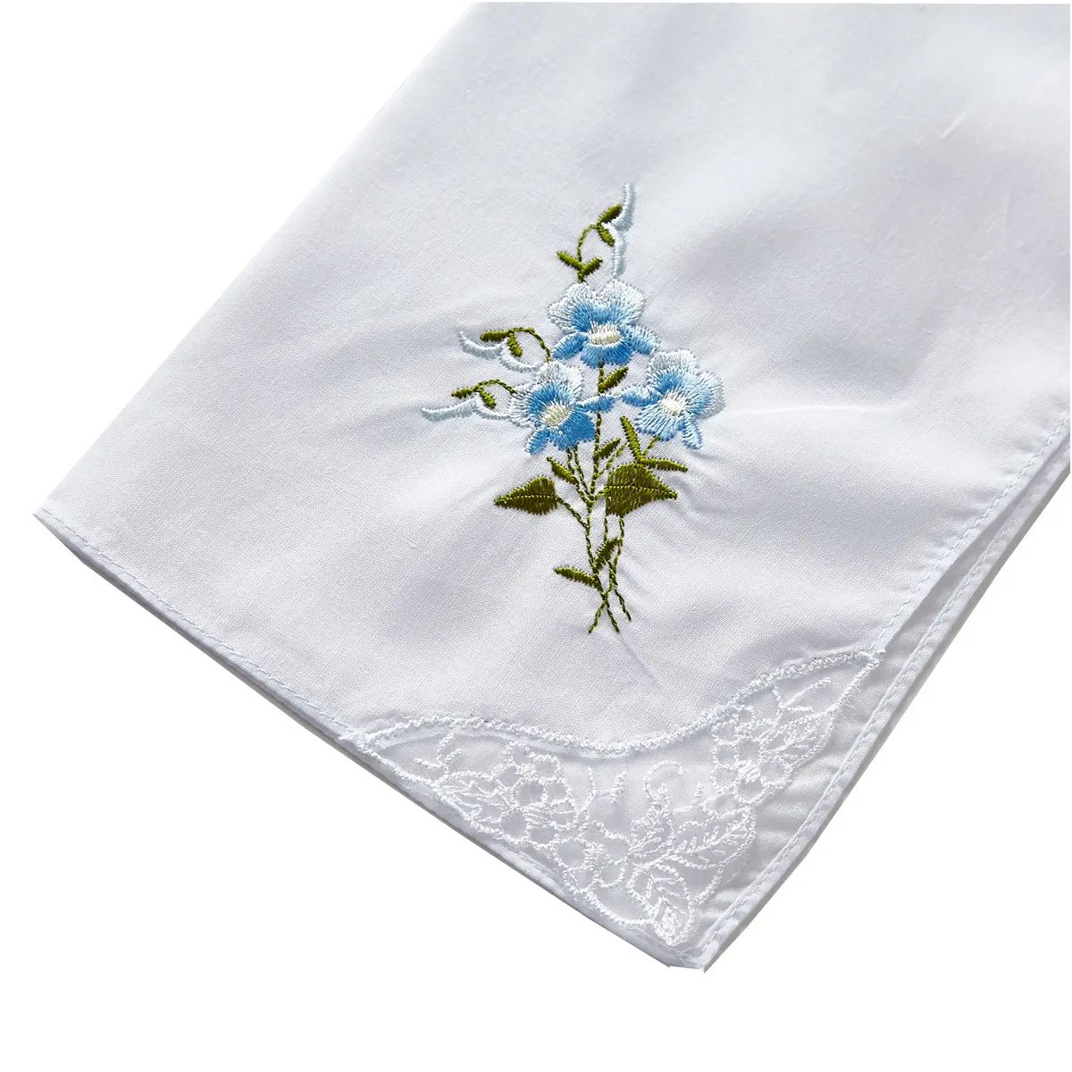 RDS HANKYTEX Cotton Embroidery Ladies' Handkerchiefs Lace Set of 6 (11 inch / 27.94 cm) - view 3