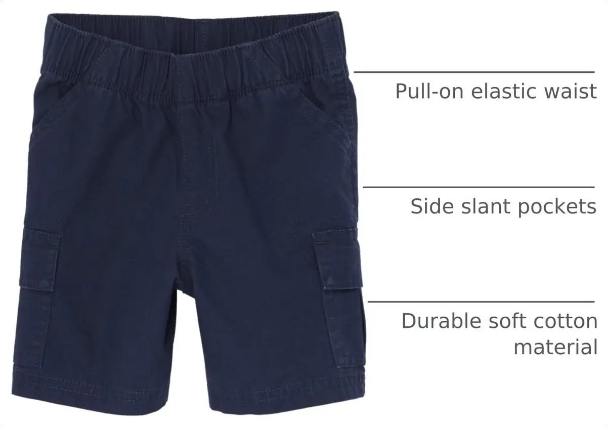 The Children's Place Baby Boys Cargo Shorts Tidal Single 4T | Durable Cotton, Elastic Waist, Year-Round Wear - view 4