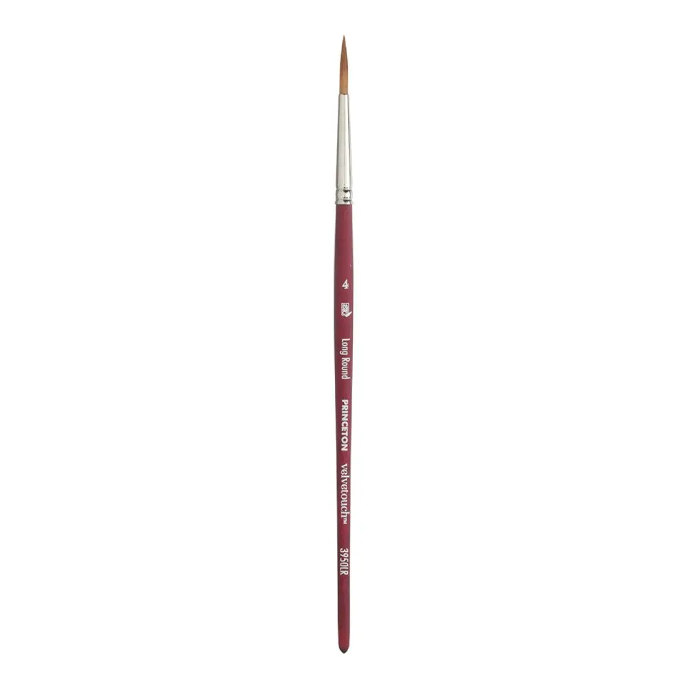 Princeton Velvetouch Long Round Brush Size 4 Synthetic Short Handle | Mixed Media Artist Brush - main product image