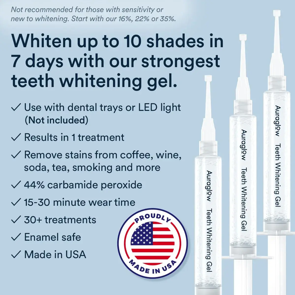 AURAGLOW 44% Teeth Whitening Gel 15mL (0.5 Fl Oz) | Dentist Strength Carbamide Peroxide - view 2