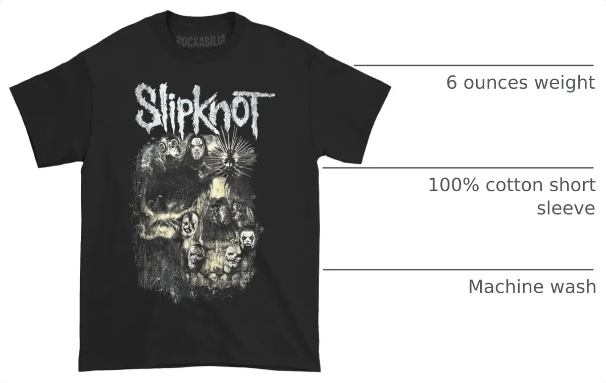 Rock Off officially licensed Skull Group T-shirt X-Large Black | Licensed Music T-shirt, 100% Cotton, Crew Neck, Short Sleeve - view 4