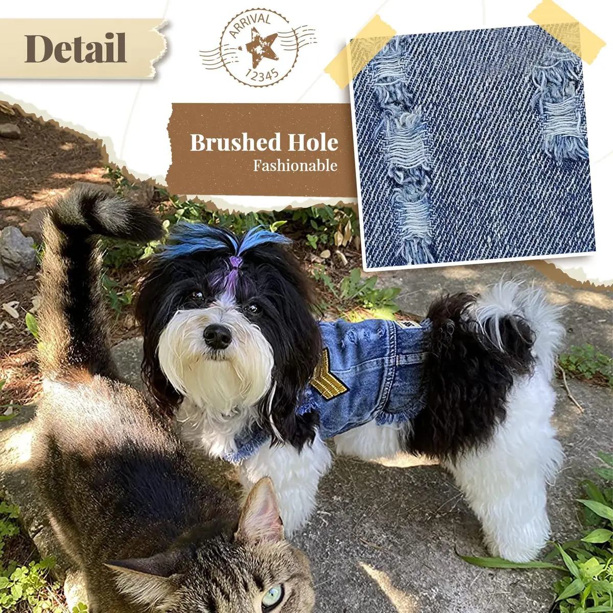 DOGGYZSTYLE Cool Dog Jean Jacket Small Puppy Outfit Blue Print M | Stylish & Comfortable - view 4
