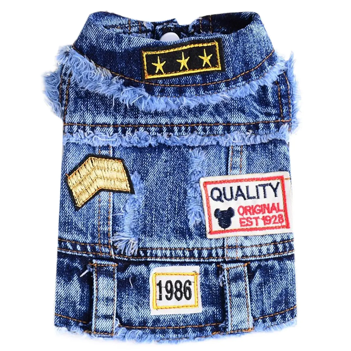 DOGGYZSTYLE Cool Dog Jean Jacket Small XL | Stylish Denim Coat for Small Dogs & Cats - main product image