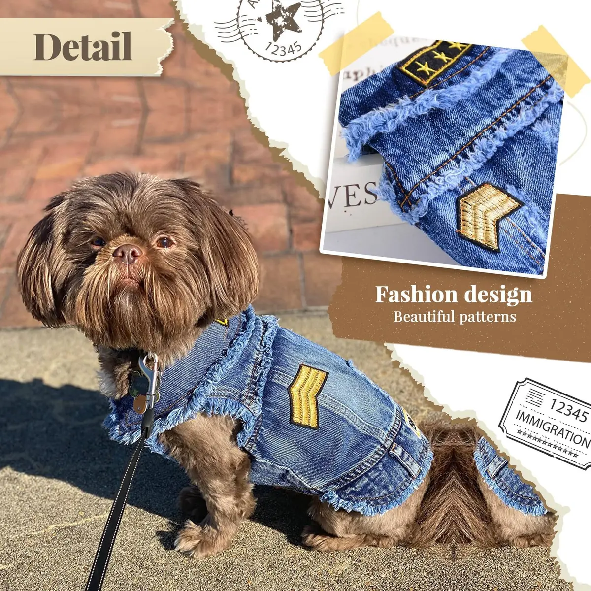 DOGGYZSTYLE Cool Dog Jean Jacket Small XL | Stylish Denim Coat for Small Dogs & Cats - view 2