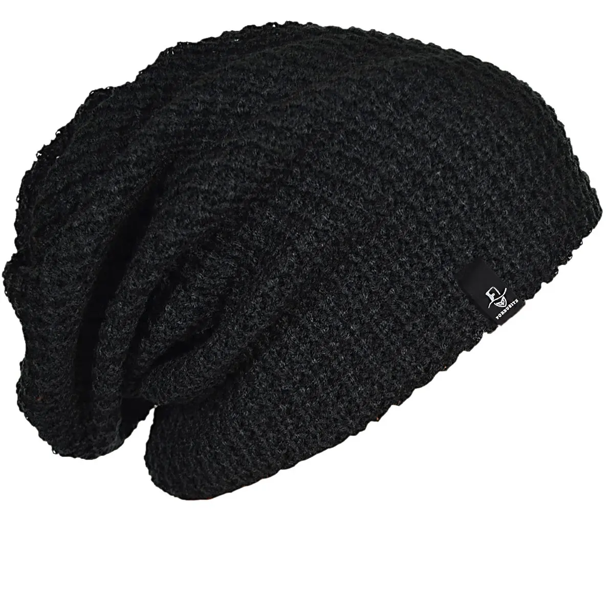 FORBUSITE Slouchy Oversized Beanie Hat Black Knit Cap 26cm (10.24 inch) | All-Season Comfort - main product image