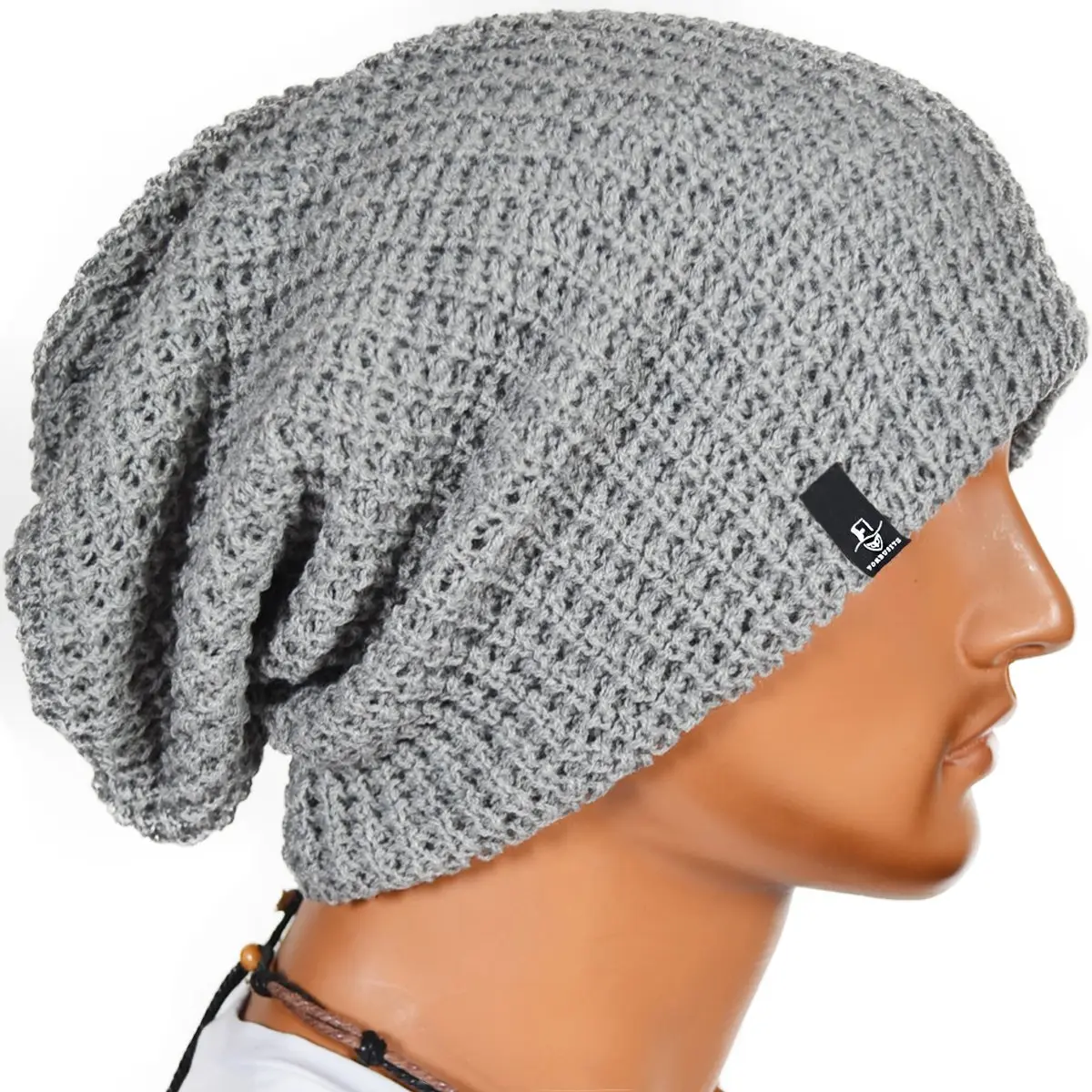FORBUSITE Slouchy Oversized Beanie Knit Cap Light Gray | Loose Fit, Dual Layer, All-Season Wear - view 3