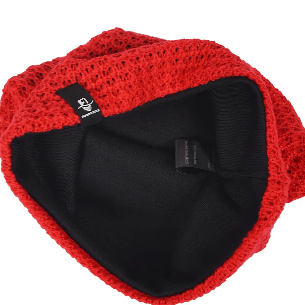 FORBUSITE Slouchy Oversized Beanie Knit Cap Red | Loose Fit for All Seasons - view 3
