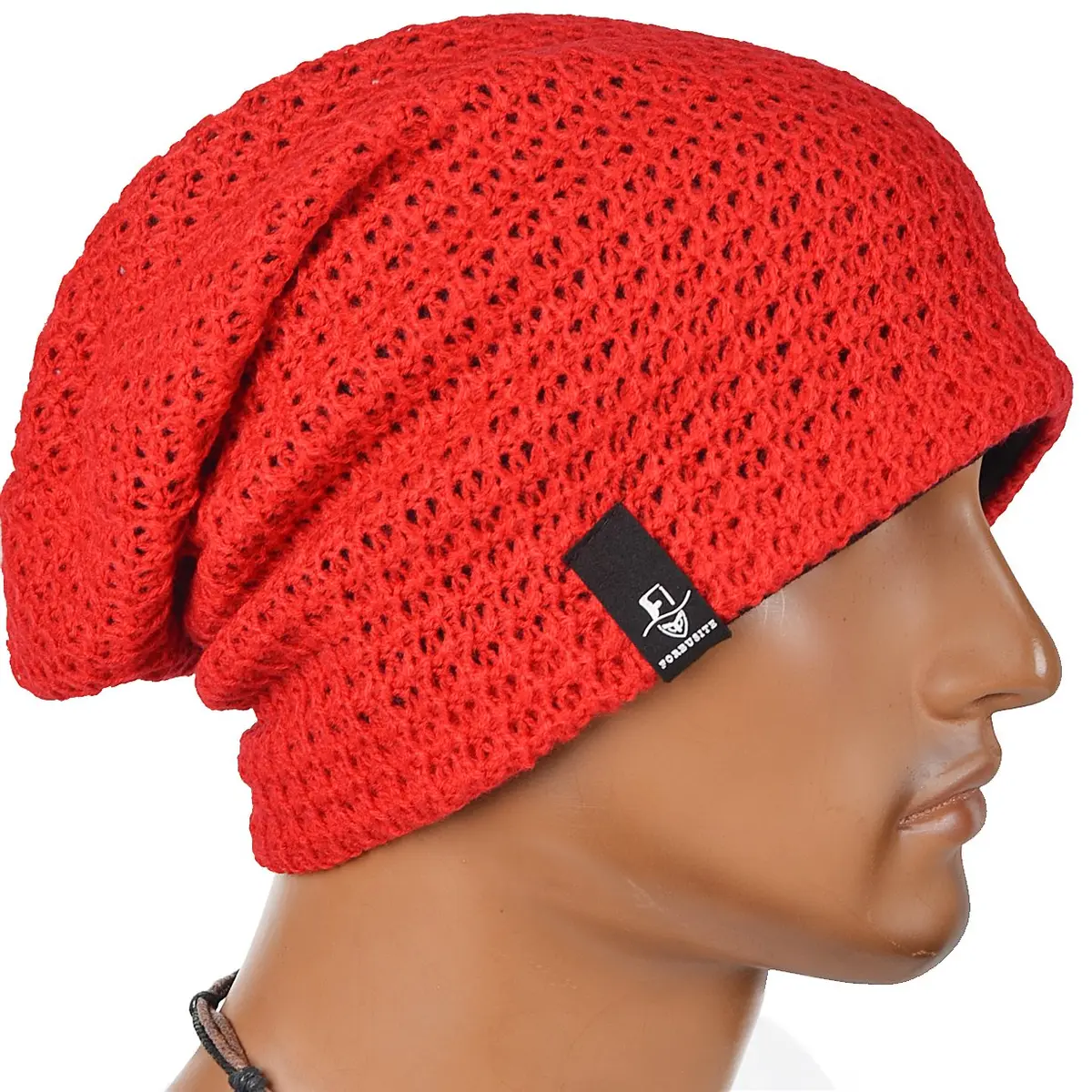FORBUSITE Slouchy Oversized Beanie Knit Cap Red | Loose Fit for All Seasons - view 4