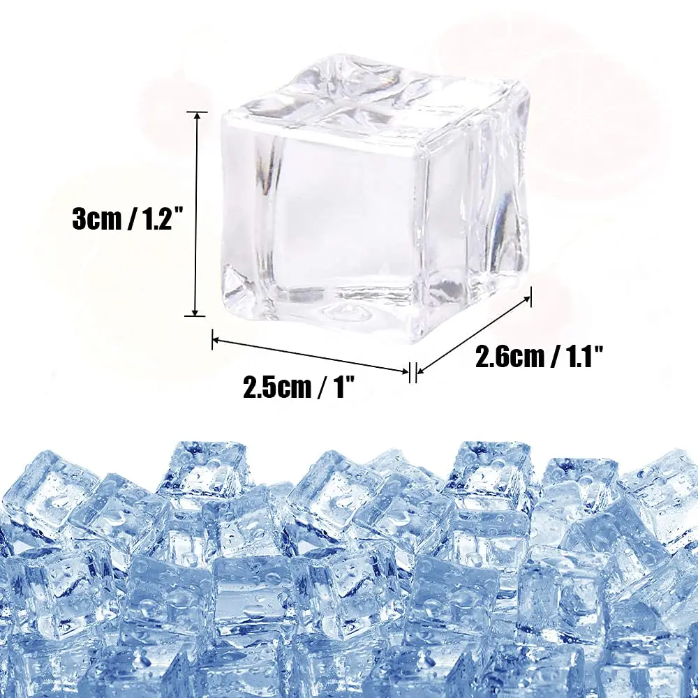 HUIANER Fake Clear Acrylic Plastic Ice Cubes 20 pcs | Realistic Decorative Props - view 2