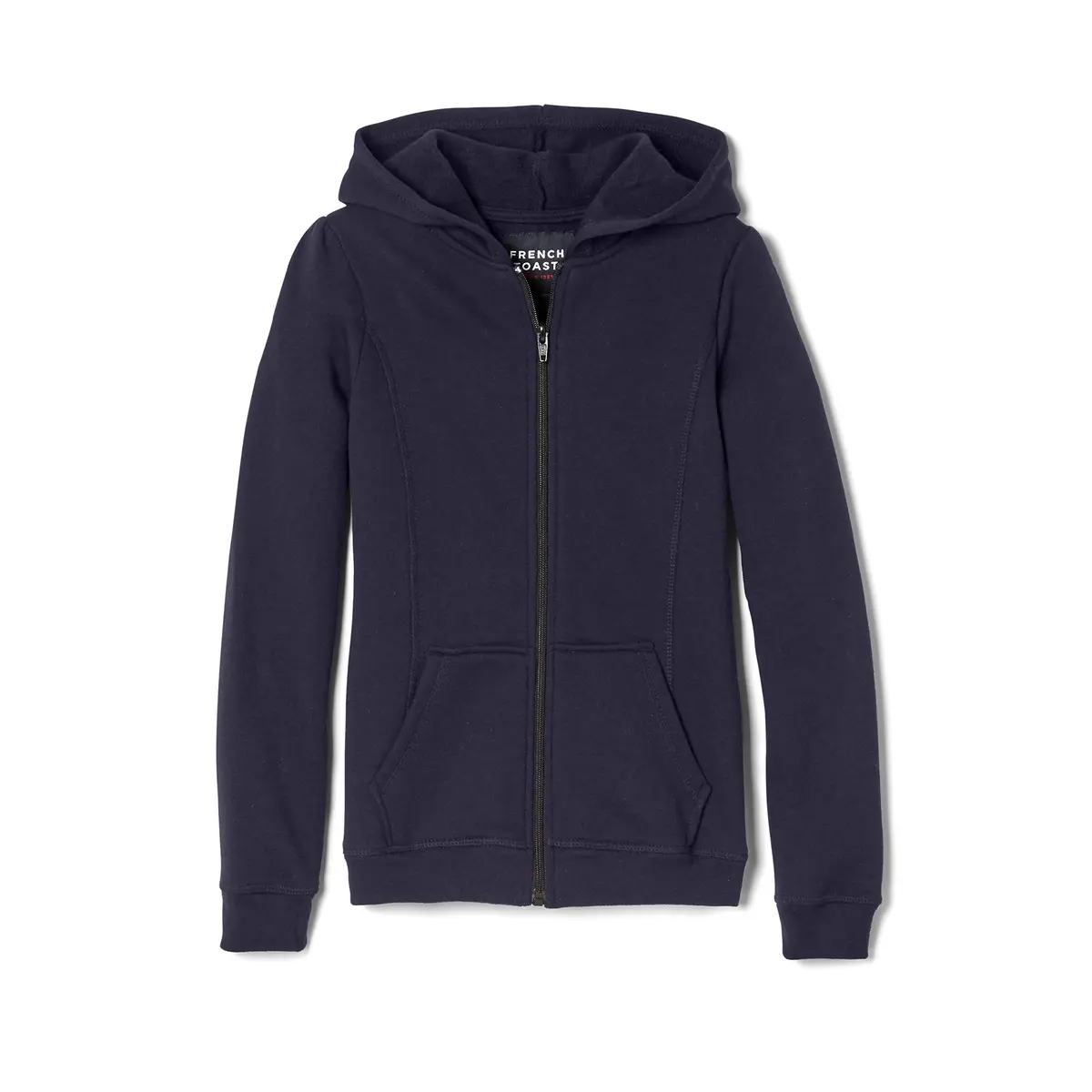 French Toast Girls' Zip Front Fleece Hoodie, Navy, L (10/12) | Cozy School Uniform Layer - main product image