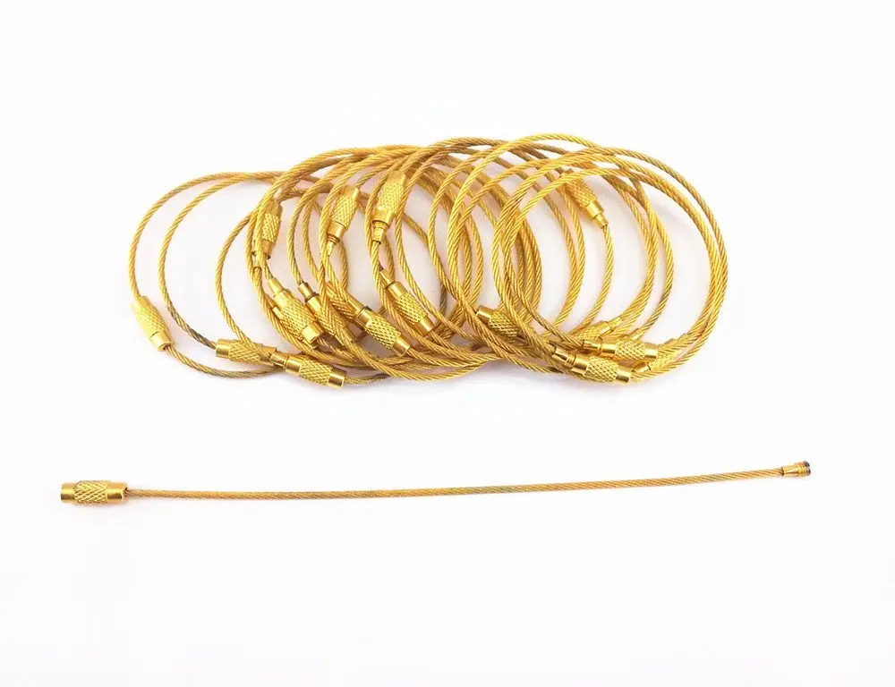 yueton 20pcs Stainless Steel Wire Keychain Cable Key Ring Gold | Lightweight & Durable - main product image
