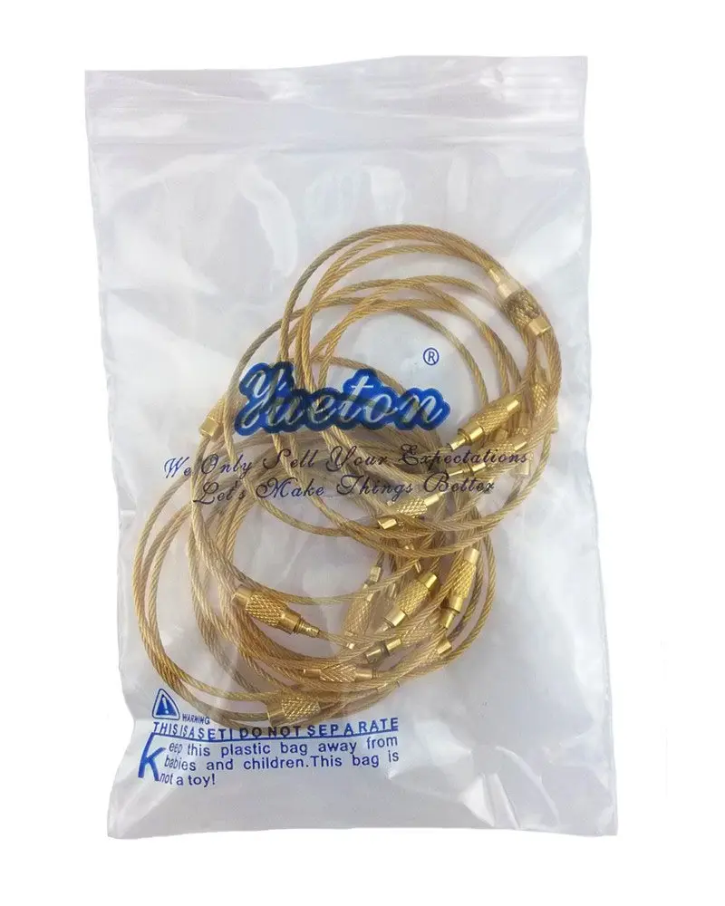 yueton 20pcs Stainless Steel Wire Keychain Cable Key Ring Gold | Lightweight & Durable - view 7
