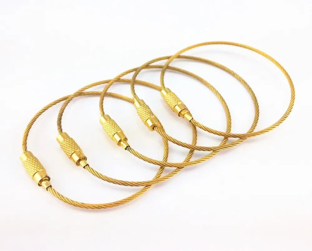 yueton 20pcs Stainless Steel Wire Keychain Cable Key Ring Gold | Lightweight & Durable - view 2