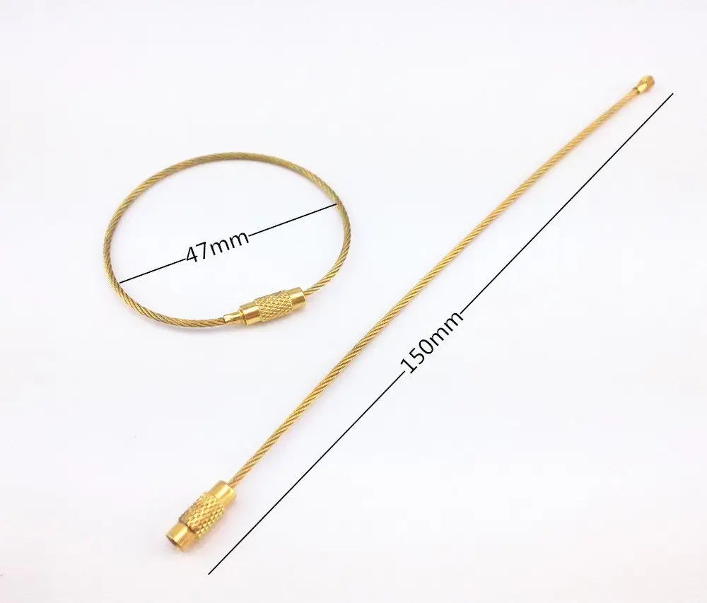 yueton 20pcs Stainless Steel Wire Keychain Cable Key Ring Gold | Lightweight & Durable - view 3