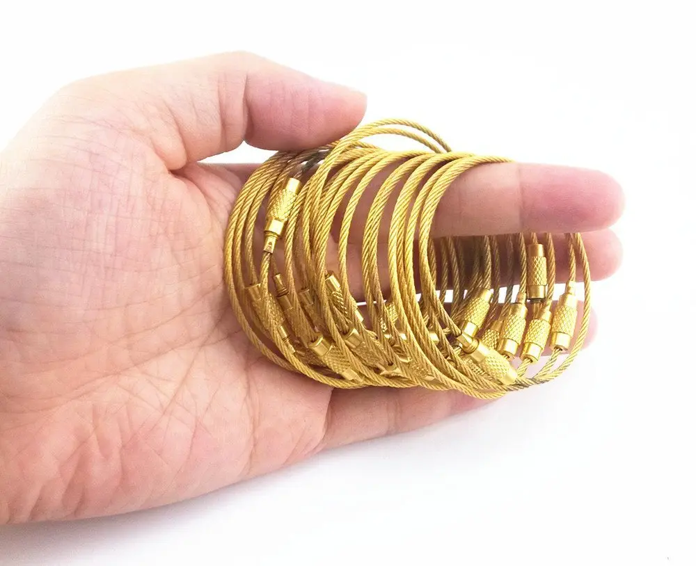 yueton 20pcs Stainless Steel Wire Keychain Cable Key Ring Gold | Lightweight & Durable - view 4