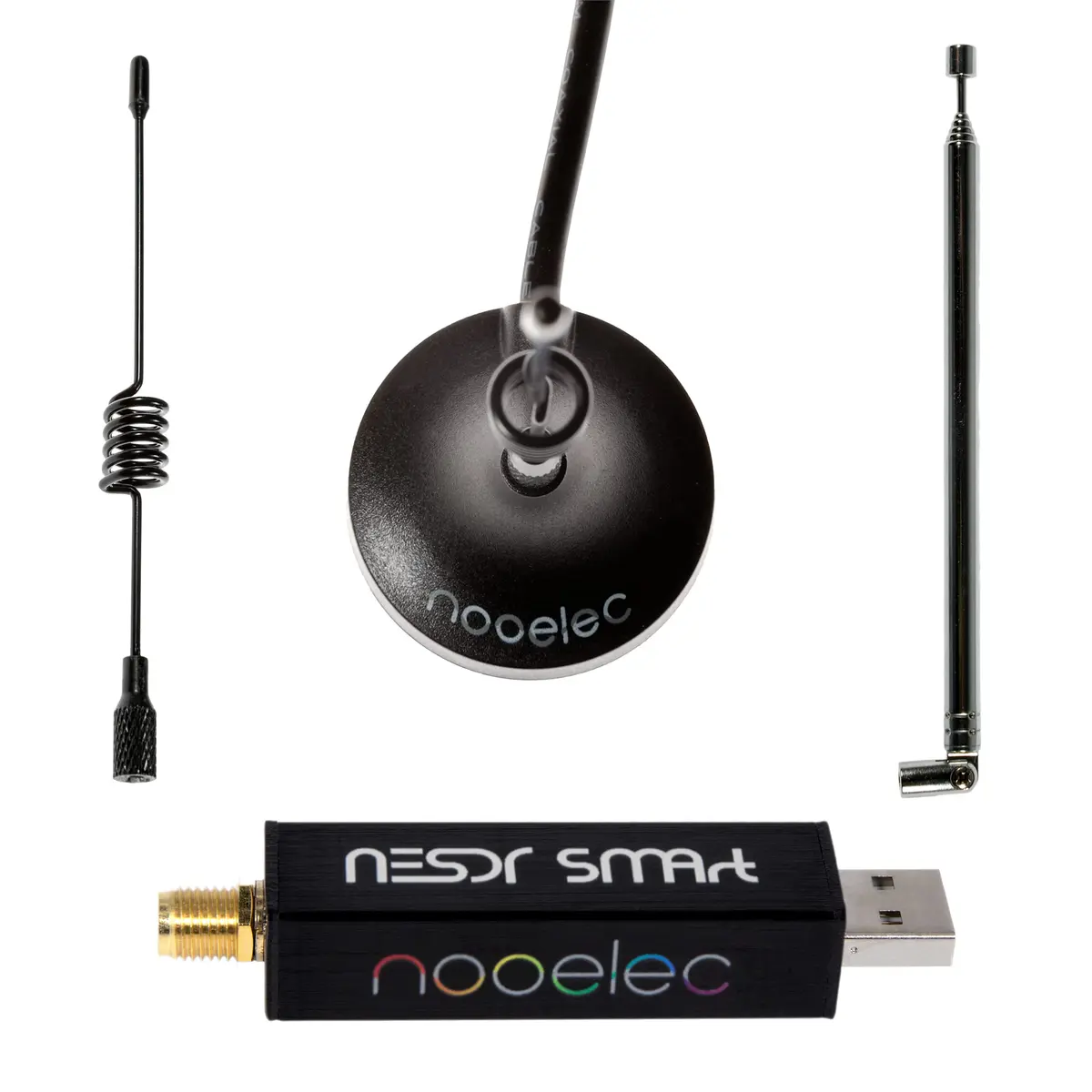 NooElec NESDR Smart v5 RTL-SDR Bundle 100kHz-1.75GHz | Premium Software Defined Radio with 0.5PPM TCXO, SMA Input, Aluminum Enclosure & 3 Antennas - main product image