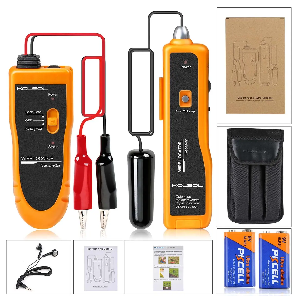 KOLSOL F02 Underground Cable Locator, Wire Tracer with Earphone | Detects Buried Wires up to 1000ft - view 9