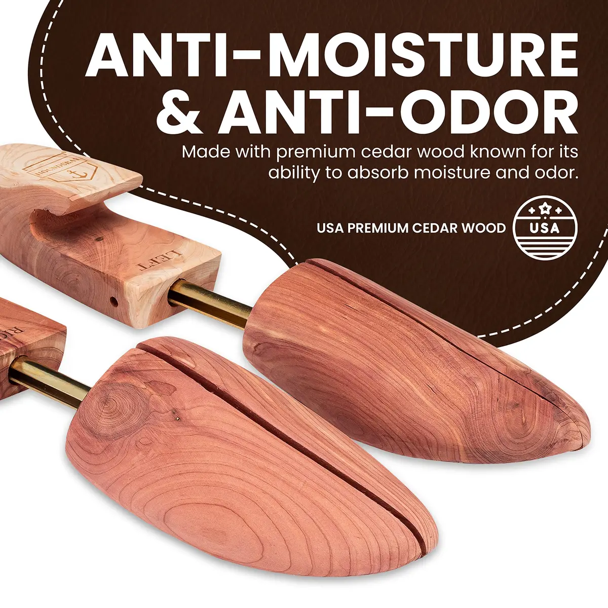 HOUNDSBAY Cedar Shoe Tree, Shoe Trees for Men & Women, Shaper & Stretcher for Boots & Sneakers, XL (11.5-13 US Men's) | Aromatic Red Cedar Wood - view 7