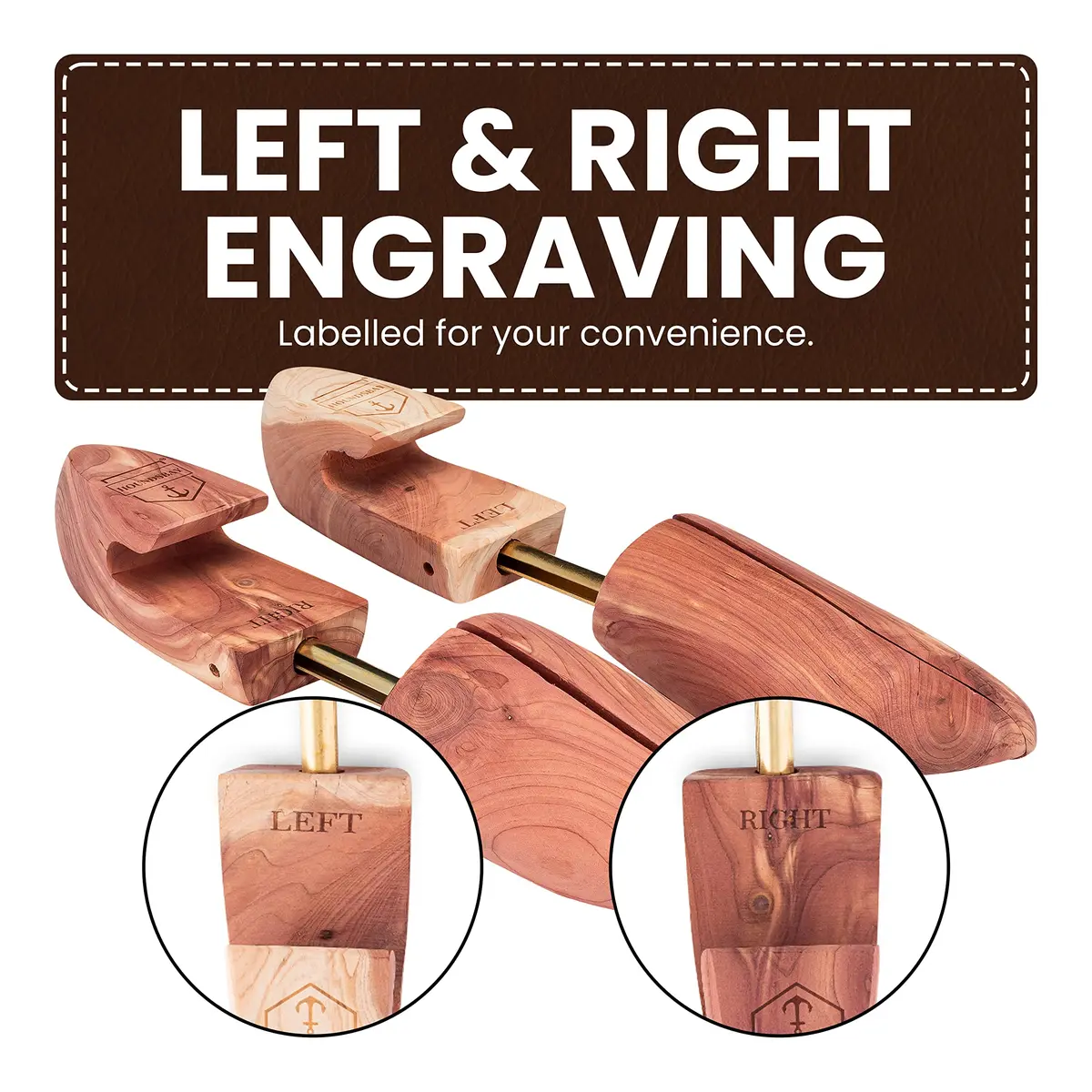 HOUNDSBAY Cedar Shoe Tree, Shoe Trees for Men & Women, Shaper & Stretcher for Boots & Sneakers, XL (11.5-13 US Men's) | Aromatic Red Cedar Wood - view 8